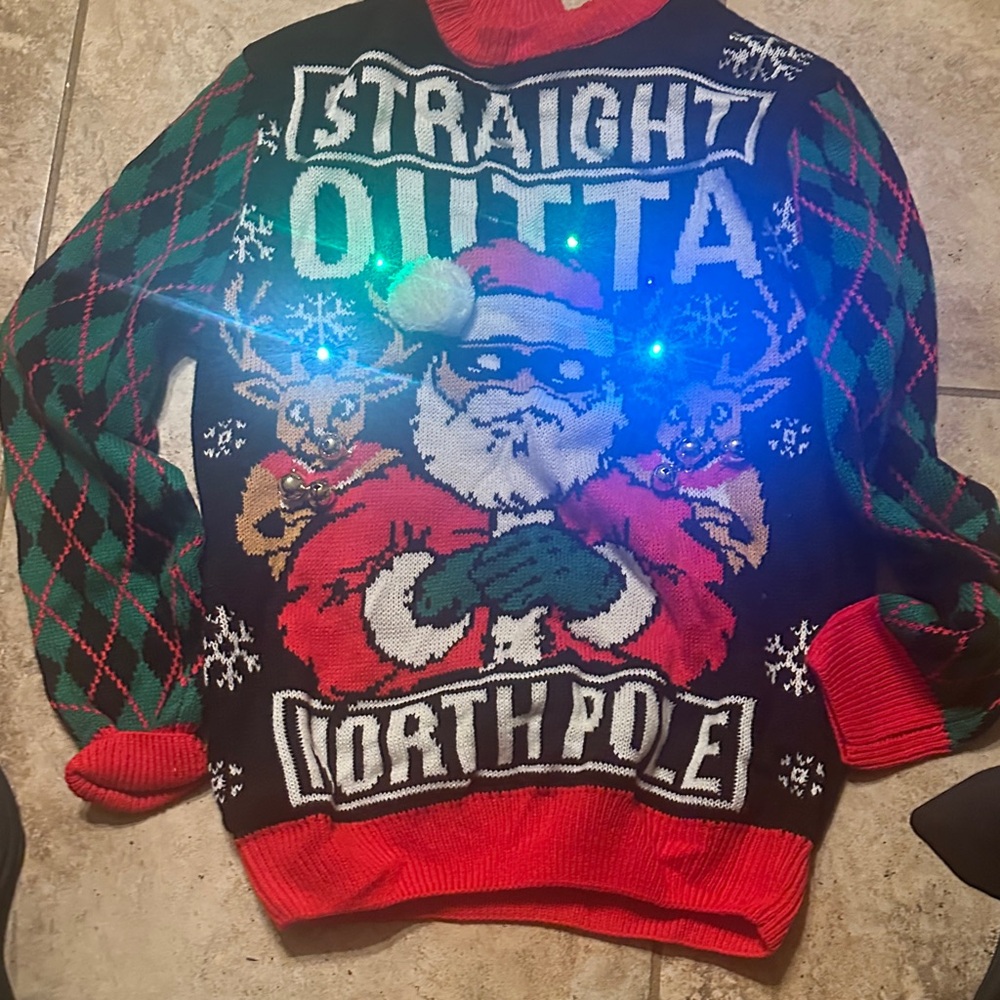 Holiday Time Black and Red Santa Sweater